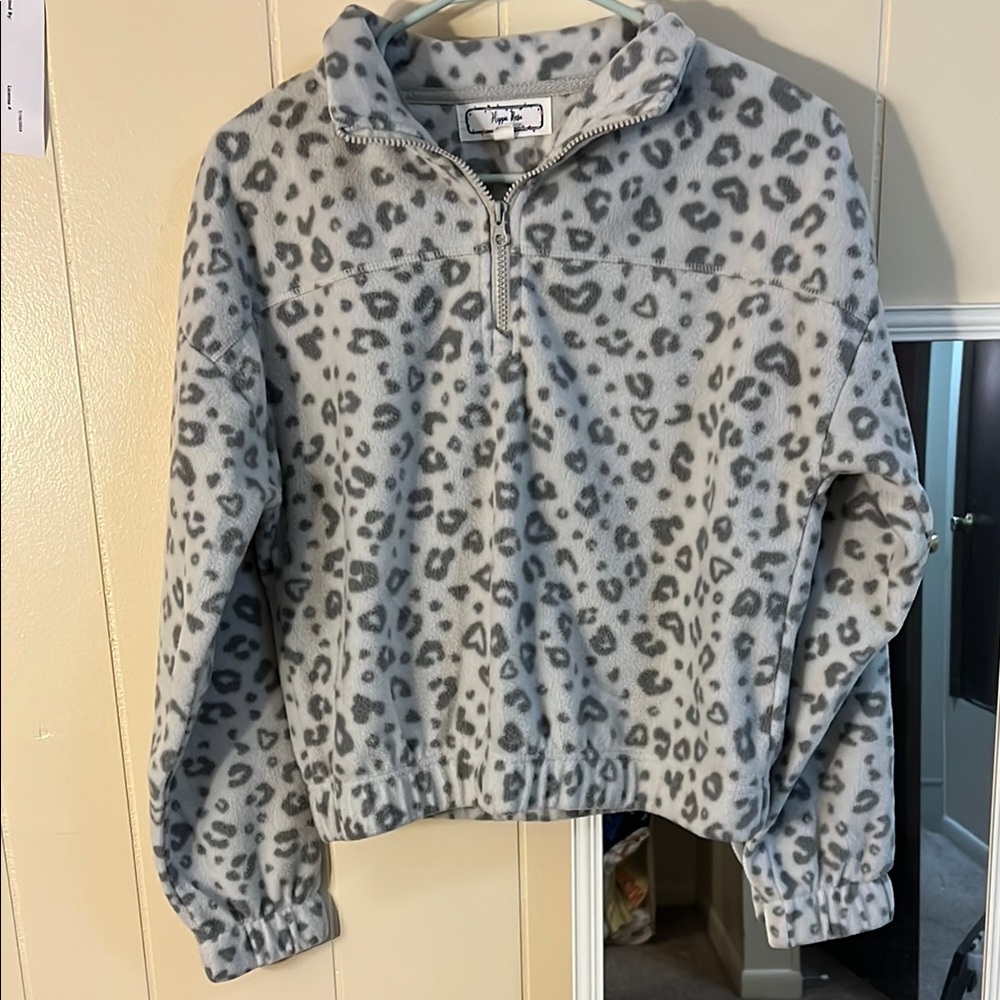 Hippie Rose Gray Leopard Print Sweatshirt